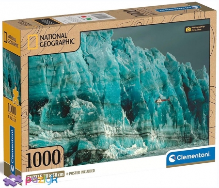 1000 эл. Compact - National Geographic. Вертолет исследует поверхность ледника Хаббард / National Geographic Society / Clementoni