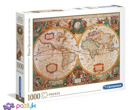 1000 эл. High Quality Collection - Гендрик Гондиус. Старинная карта мира / Clementoni