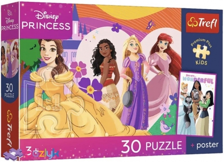 30 ел. Premium Plus Kids - Дружба Принцес / Disney Princess / Trefl