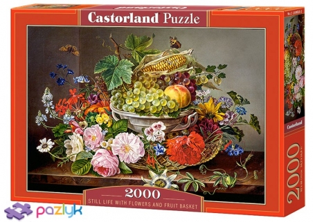 2000 ел. - Натюрморт з квітами та фруктами / Castorland