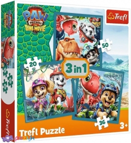 3 в 1 (20,36,50) ел. - Цуценячий патруль і острів динозаврів / PAW Patrol The Dino Movie / Trefl