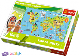 100 эл. Учебные - Карта мира для детей (украиноязычная версия) / Trefl